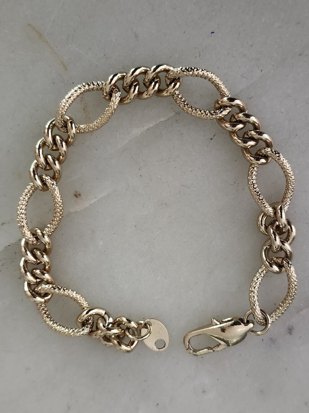14KGS Gold Plated Oval Link Bracelet - 7 Inches